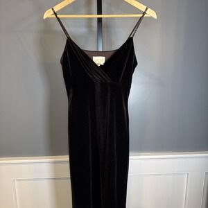 Vtg 90s Cache Dress‎ Maxi Gown Velvet Deep Brown Size 2